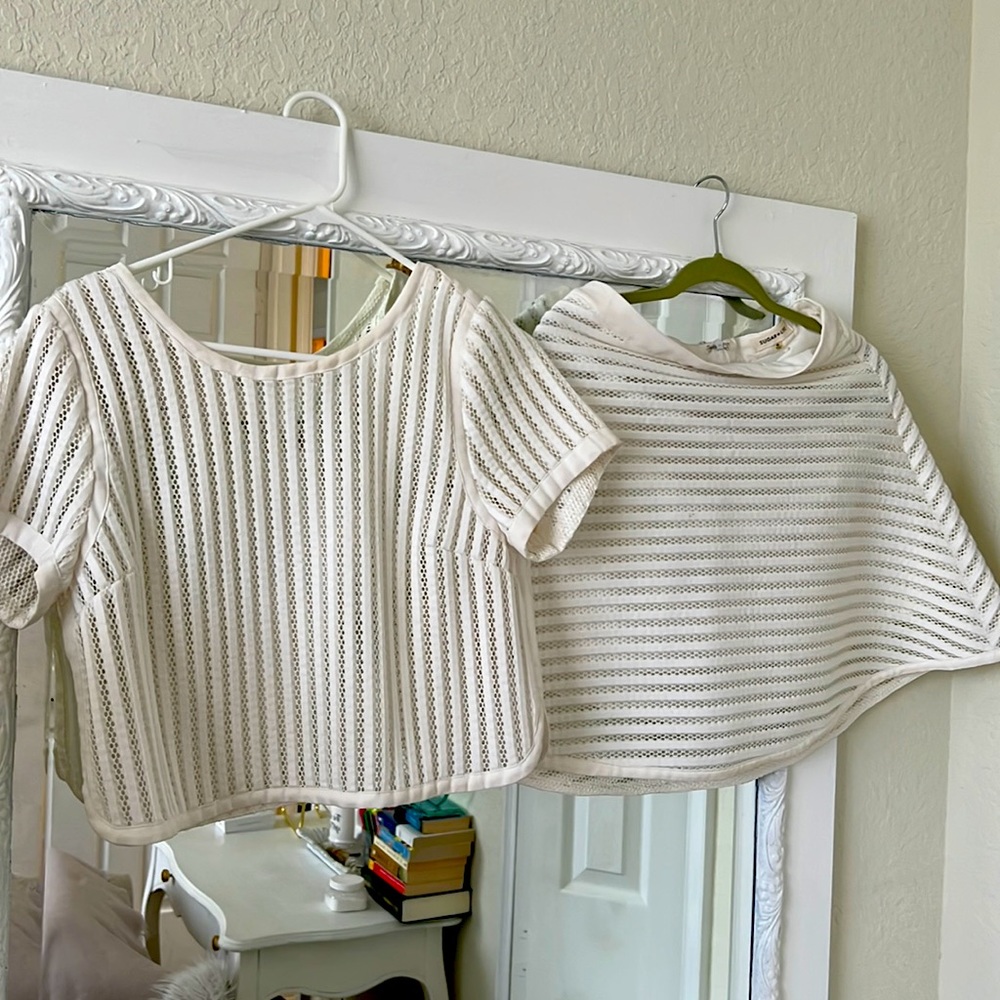 Very Feminine white mesh shirt & matching skirt set